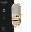 Ver imagem 7 de Espelho Jateado com Led Quente/frio Grande Corpo Inteiro com Moldura Oval 170x70cm Luxo Dourado