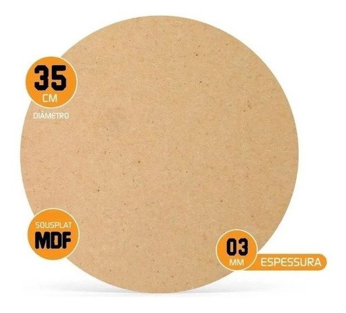 Grupo Com 50Unid Redondo Base Mdf Nova Decor Jogo De Souplat De Madeira Mdf Multiuso - 3