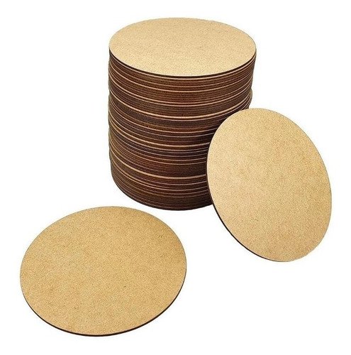 Grupo Com 50Unid Redondo Base Mdf Nova Decor Jogo De Souplat De Madeira Mdf Multiuso - 2