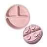 Prato de Silicone Bebê Infantil com Divisórias e Ventosa Silicone Rosa - 2