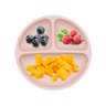 Prato de Silicone Bebê Infantil com Divisórias e Ventosa Silicone Rosa - 1