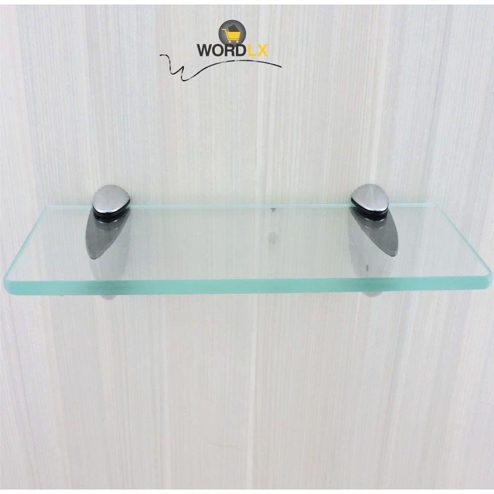 Prateleiras de Vidro Transparente 30x10 com Suporte Metal - 2