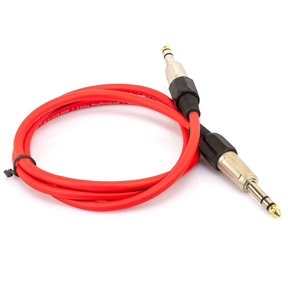 Cabo P10 Estereo Profissional - Vermelho 40 Metros - 1