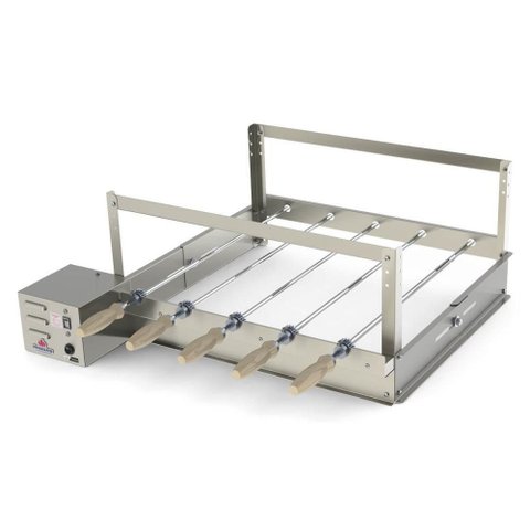 Assador Churrasqueira Rotativo Progás Prrc05 5 Espetos Bivolt Desmontável Velocidade Contínua