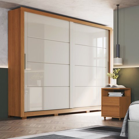 Conjunto Quarto Adulto Guarda-Roupa + 02 Mesa de Cabeceira Palace
