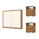 Ver imagem 2 de Conjunto Quarto Adulto Guarda-Roupa + 02 Mesa de Cabeceira Palace