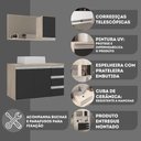Ver imagem 2 de Conjunto Gabinete Banheiro Prisma 80cm Gabinete + Cuba + Espelheira Madeirado Preto