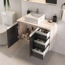 Ver imagem 5 de Conjunto Gabinete Banheiro Prisma 80cm Gabinete + Cuba + Espelheira Madeirado Preto