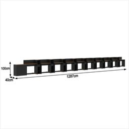 Conjunto de Escritório Smart 9 Livreiro 1 Buffet e 10 Mesas 90cm - Preto e Cedro - 3