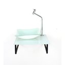 Ver imagem 1 de Kit Cuba de Vidro 10mm Tampo 40cm Branco Full com Suporte Torneira Valvula