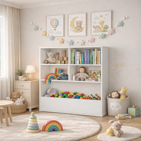 Prateleira Infantil 5 Nichos Caixa Organizador de Brinquedos