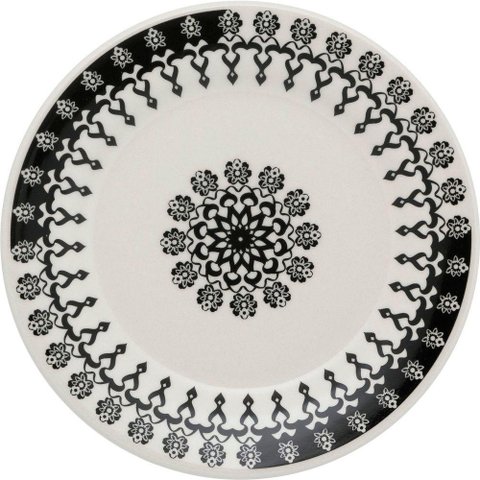 Kit 4 Pratos Sobremesa Donna Folk Oxford® Cerâmica 19cm