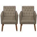 Ver imagem 1 de Kit Clássico 2 Poltronas Cadeira para Sala de Espera Resistente Recepção Pés de Madeira
