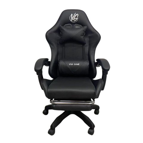 Cadeira Gamer Escritório Ergonômica Viva Game Relax Preto Couro Sintético