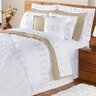 Enxoval Edredom 100% Algodão Bordado com Almofadas Damasco Queen 11 Pecas - Branco-bege - 5