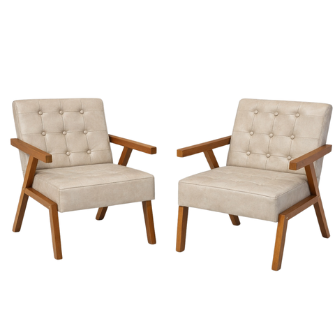 Kit 2 Poltrona Zarah Corino Moderno Sala de Estar Escritório:bege