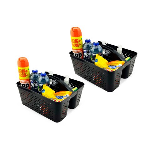 Kit 2 Cesto Organizador Transporta Tudo C/ Alça Plástico Nitron P/ Produtos de Limpeza e Ferramentas