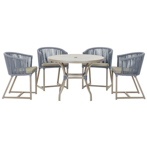 Mesa com 4 Cadeiras e Noronha Estofado 8 Trama Original Prata