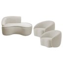 Ver imagem 2 de Kit Divã Recamier Orgânico Marrocos 150cm Lado Direito e 2 Poltronas Amore Linho