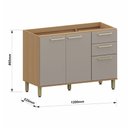 Ver imagem 3 de Balcão de Cozinha para Pia 100 Mdf 3 Portas e 2 Gavetas sem Tampo 120cm Duna Luciane Móveis