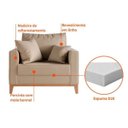 Ver imagem 5 de Poltrona Decorativa Estofada Living em Tecido Linho para Sala - Bege