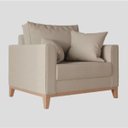 Ver imagem 3 de Poltrona Decorativa Estofada Living em Tecido Linho para Sala - Bege