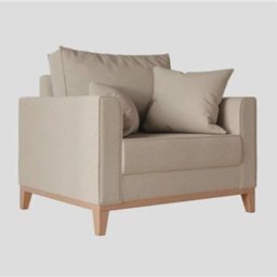 Poltrona Decorativa Estofada Living em Tecido Linho para Sala - Bege - 3