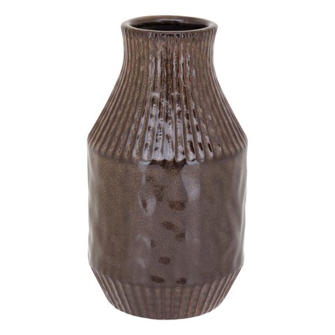 Vaso Decorativo Enfeite Casa Cerâmica 21x12x12cm Marrom