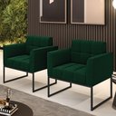 Ver imagem 6 de Poltrona Decorativa Industrial Preto Kit 2 Elisa Bouclê Verde D03 - D'Rossi
