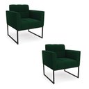 Ver imagem 1 de Poltrona Decorativa Industrial Preto Kit 2 Elisa Bouclê Verde D03 - D'Rossi