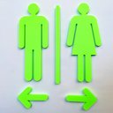 Ver imagem 1 de Quadro/placa Sinalização Mas/fem E Setas - Banheiro Unissex - Toque 3D:Verde Limão