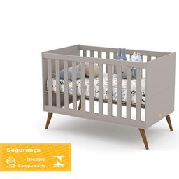 Jogo de Quarto Infantil Retrô Gold com Guarda Roupa 2 Portas e Berço Cinza/Eco Wood - Matic Móveis - 5