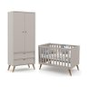 Jogo de Quarto Infantil Retrô Gold com Guarda Roupa 2 Portas e Berço Cinza/Eco Wood - Matic Móveis - 1