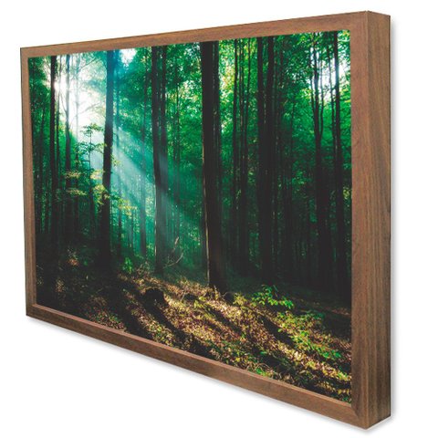 Quadro Decorativo Caixa Alta com Vidro Floresta Verde TaColado Moldura Madeira 120 x 80cm