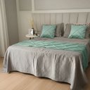 Ver imagem 3 de Peseira Drapeada Veludo Luxo 2,40x0,50m Dupla Face cama queen Verde Menta