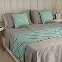 Ver imagem 2 de Peseira Drapeada Veludo Luxo 2,40x0,50m Dupla Face cama queen Verde Menta