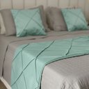 Ver imagem 4 de Peseira Drapeada Veludo Luxo 2,40x0,50m Dupla Face cama queen Verde Menta