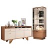 Sala de Jantar com Cristaleira e Buffet Aparador Diamante Nature/Off White - PR Móveis - 1
