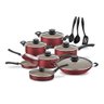 Jogo de Panelas Salvador Exclusivo Alumínio Antiaderente Vermelha 10 Peças com Utensílios - 1