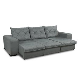 Sofá Retrátil e Reclinável 2,30m 4 Lugares Molas Helicoidais Suede Bali Cinza - 1