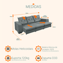 Ver imagem 3 de Sofá Retrátil e Reclinável 2,30m 4 Lugares Molas Helicoidais Suede Bali Cinza
