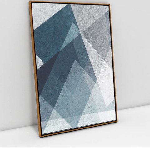 Quadro Decorativo em Canvas Abstrato Elementos Geométricos TaColado Moldura Flutuante 4,5cm Freijó 9