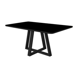 Mesa de Jantar 120x90 Tampo Mdf/vidro para 4 Lugares Pés Madeira Maciça Pérola - Preto/preto - 1