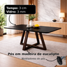 Mesa de Jantar 120x90 Tampo Mdf/vidro para 4 Lugares Pés Madeira Maciça Pérola - Preto/preto - 2