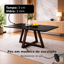 Ver imagem 2 de Mesa de Jantar 120x90 Tampo Mdf/vidro para 4 Lugares Pés Madeira Maciça Pérola - Preto/preto