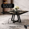 Mesa de Jantar 120x90 Tampo Mdf/vidro para 4 Lugares Pés Madeira Maciça Pérola - Preto/preto - 3