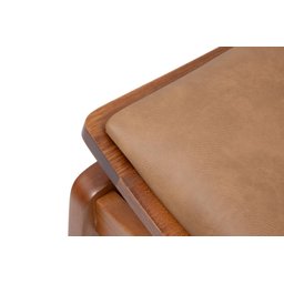 Banqueta Madeira Maciça com Assento Estofado e Telinha Megan Nozes:couro Ecológico Durango Kaki - 3