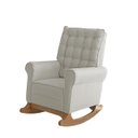 Ver imagem 2 de Cadeira Poltrona de Amamentação e Balanço Páris C/ Puff Linho Bege - Anjo de Casa