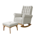 Ver imagem 1 de Cadeira Poltrona de Amamentação e Balanço Páris C/ Puff Linho Bege - Anjo de Casa