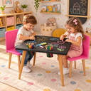 Ver imagem 6 de Mesa Infantil Tampo Lousa com 2 Cadeiras para Desenhar e Brincar:Cadeira Rosa